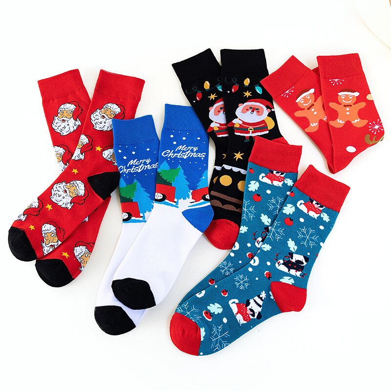 Cotton Socks Manufacturer - OEM/ODM Fashionable Red Snowflake Jacquard