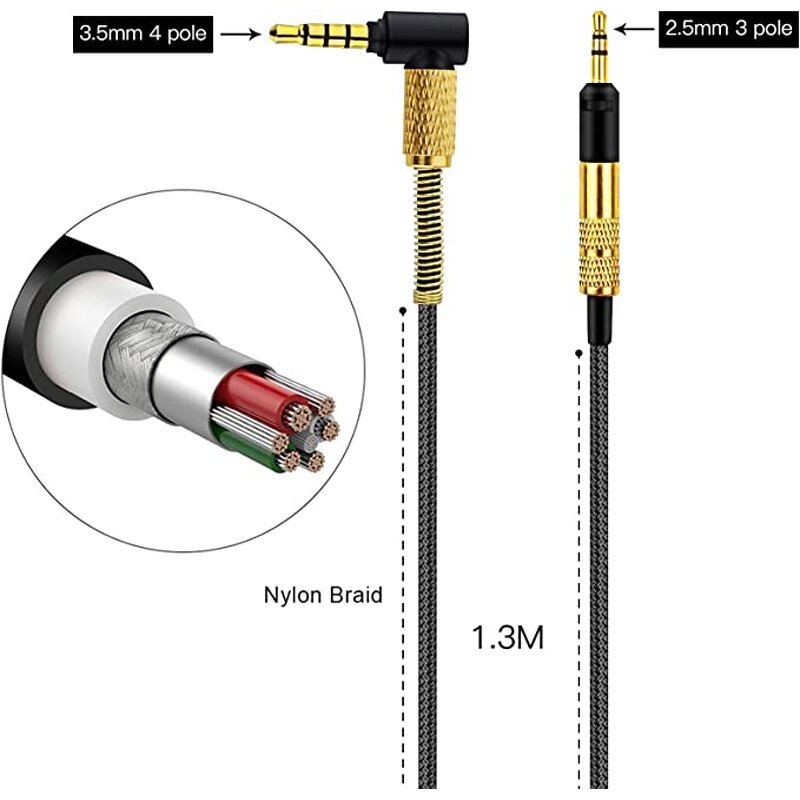 Sennheiser HD598 Audio Cable Manufacturer - 3.5mm to 2.5mm Stereo Braid Shielded