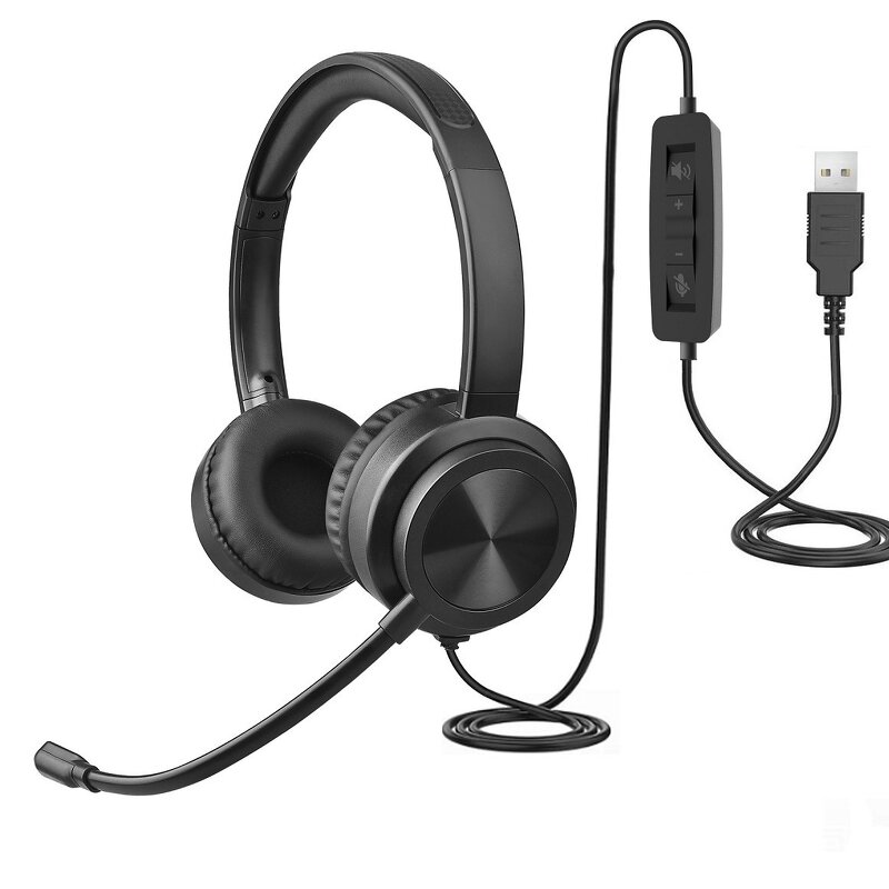 USB Call Center Headset Factory - Dual Noise Cancelling Mic ENC Metal Headband
