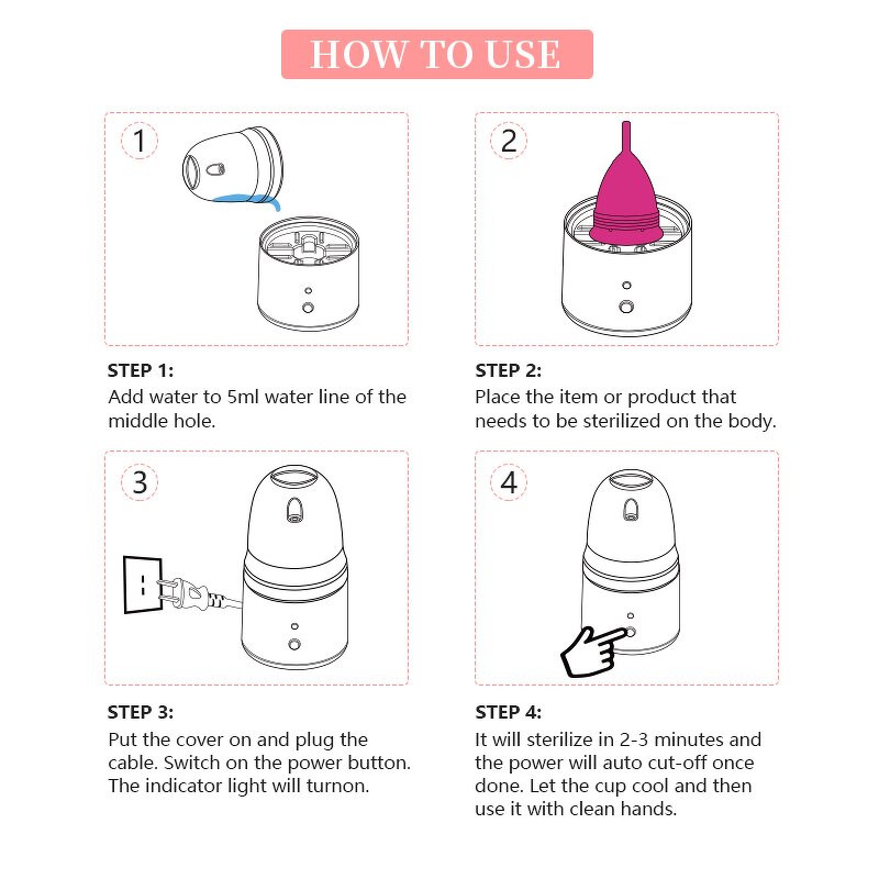 Menstrual Cup Cleaner Manufacturer - OEM/ODM Medical Electric Steam Cleaning