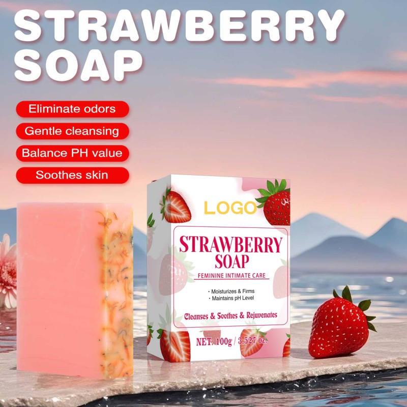 Private Label Cleaning Moisturizing Soothing Natural Bath 100g pink Strawberry Soap bar