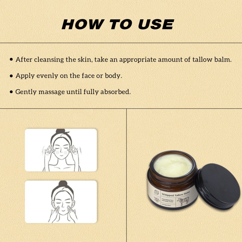 Hot Selling Beef Tallow Balm Fed Beef Tallow Body Face Moisturizer Whipped Tallow Balm for Face