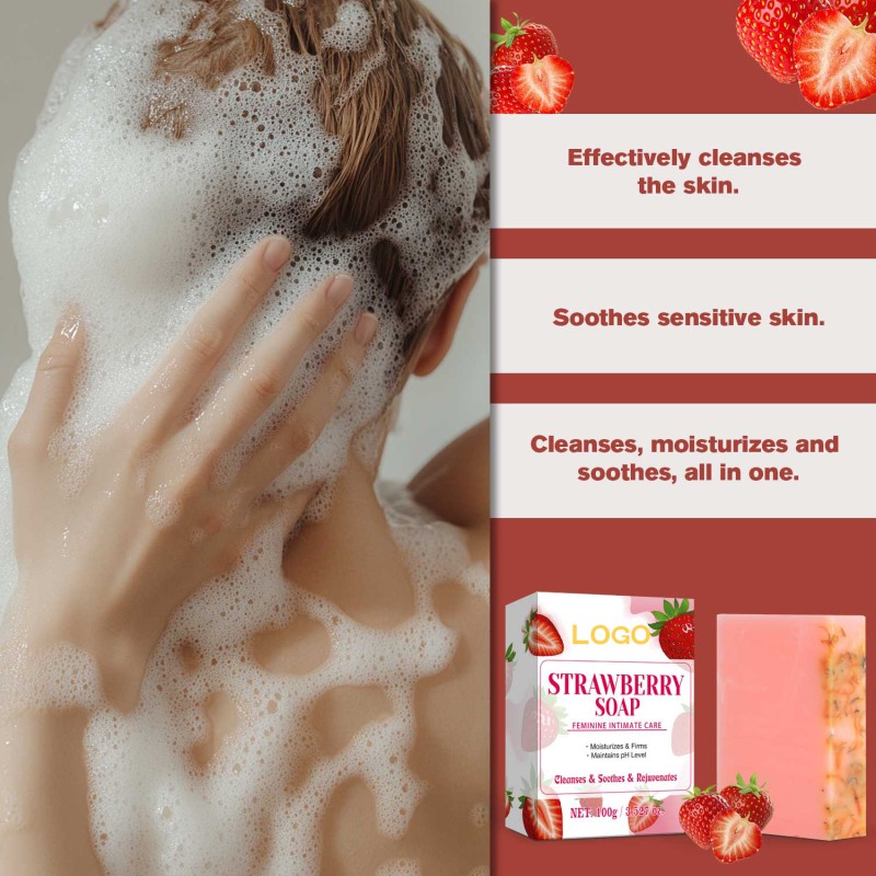 Private Label Cleaning Moisturizing Soothing Natural Bath 100g pink Strawberry Soap bar