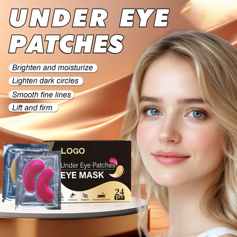 Private Label Gold Gel Mask 24 Pieces Soothing Hydrating Under Eye Patches for Dark Circles
