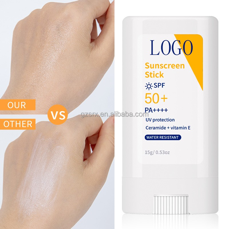 Travel Size 15g Refreshing Non-sticky UV protection Spf 50 + PA ++++ Sunscreen Stick with Vitamin E