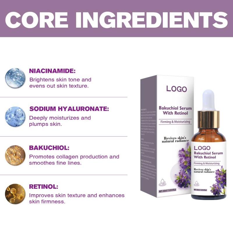 Wholesale Beauty Hydrating Tightening 30ml Retinol Niacinamide Bakuchiol Serum for Face