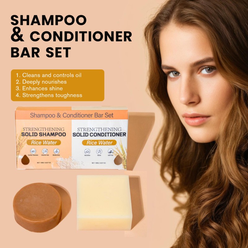 Custom Private Label Natural Coconut Castor Oil Solid Hair Shampoo bar Set and Conditioner