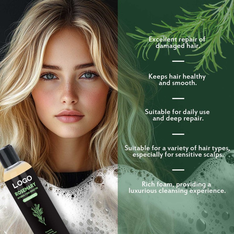 Beauty Custom Deeply Hydrating Balances Oil Content Natural Rosemary Hydrolyzed Keratin Hair Shampoo