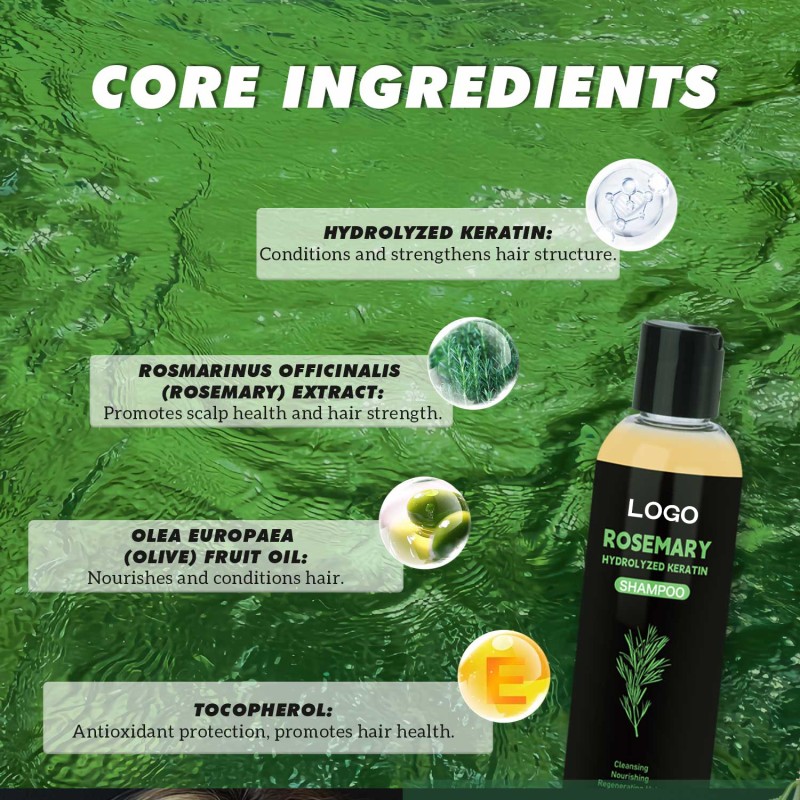 Beauty Custom Deeply Hydrating Balances Oil Content Natural Rosemary Hydrolyzed Keratin Hair Shampoo