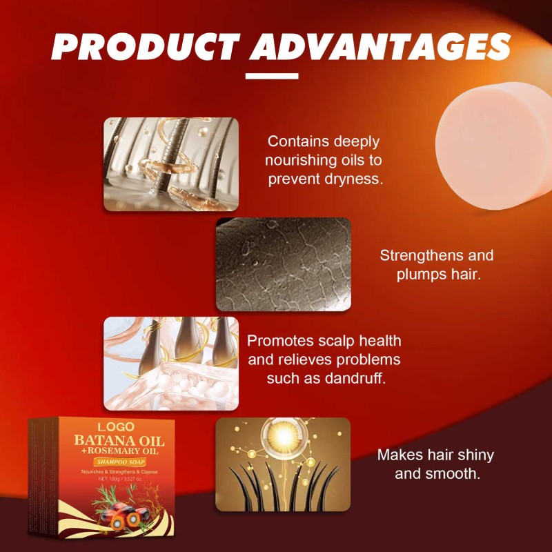 100g Eco Friendly Gentle Cleansing Nourishes  Dandruff  Batana Oil  Rosemary Oil Hair Shampoo Bar Soap