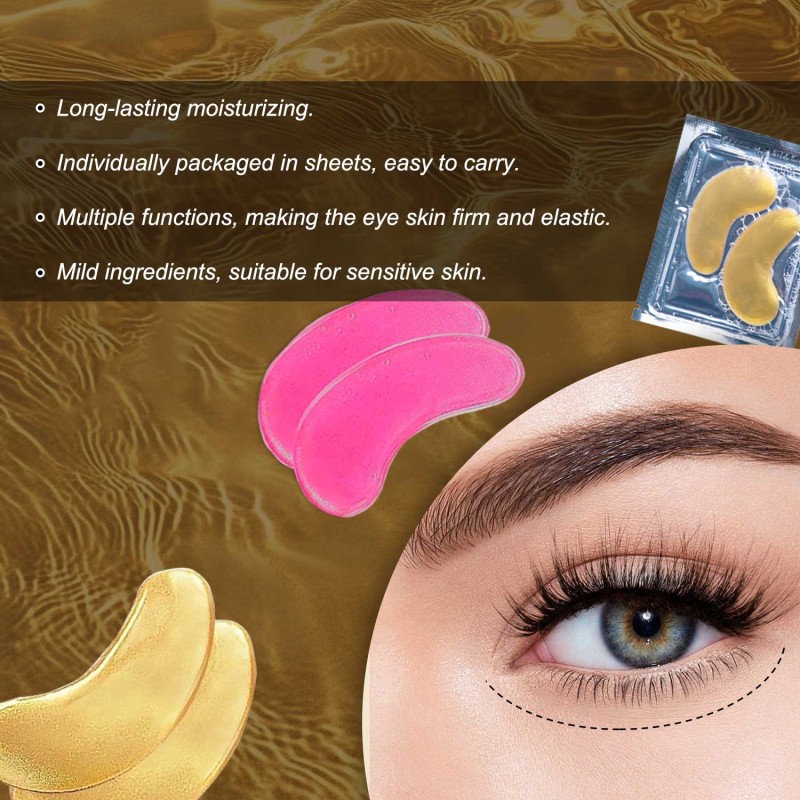 Private Label Gold Gel Mask 24 Pieces Soothing Hydrating Under Eye Patches for Dark Circles