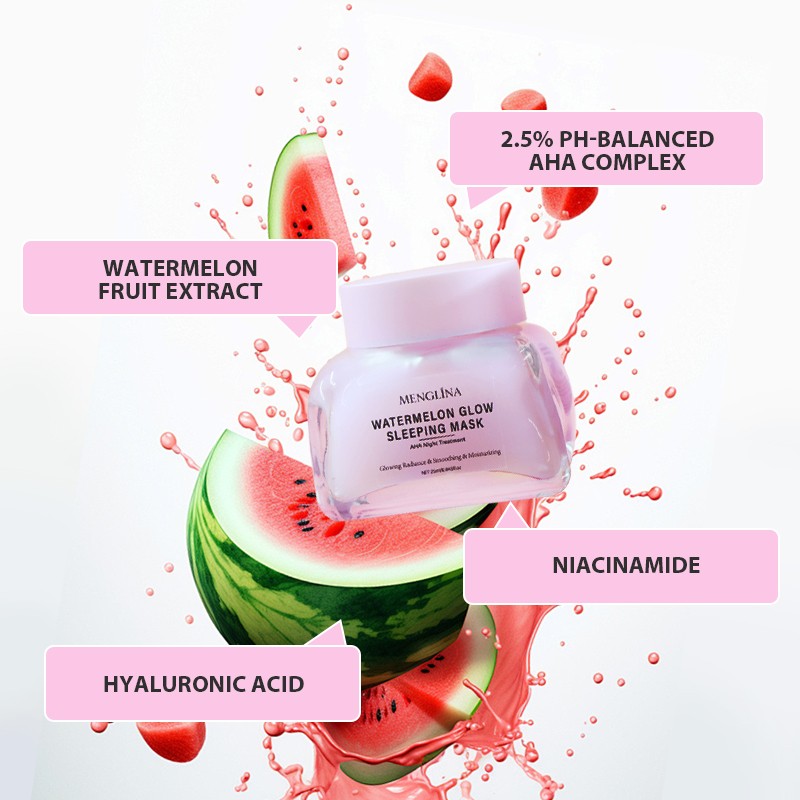 Face Care Glowing Skin Watermelon Glow Mask Exfoliation and Moisturizing PH-Balanced AHA Night Repair Mask Cream