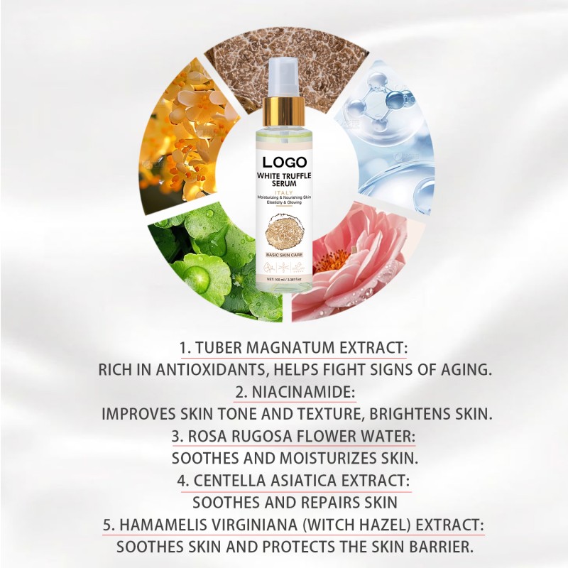 Custom logo 100ml Rose Scent Niacinamide Lightening Improves Elasticity White Truffle Serum for Face