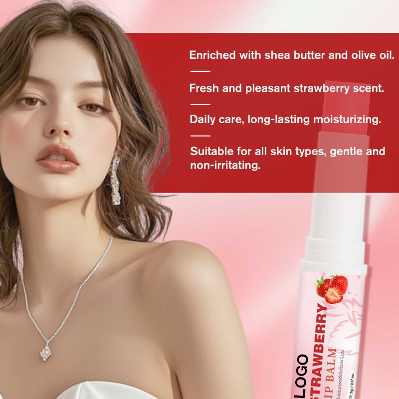 OEM ODM 5g Strawberry Moisturizing Custom Cute pink Lip Balm