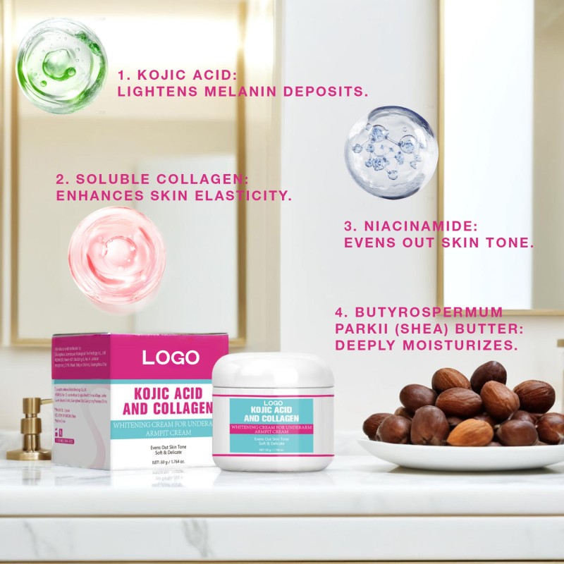 Custom logo 50G Women Underarm Whitening Collagen Kojic Acid Armpit Cream