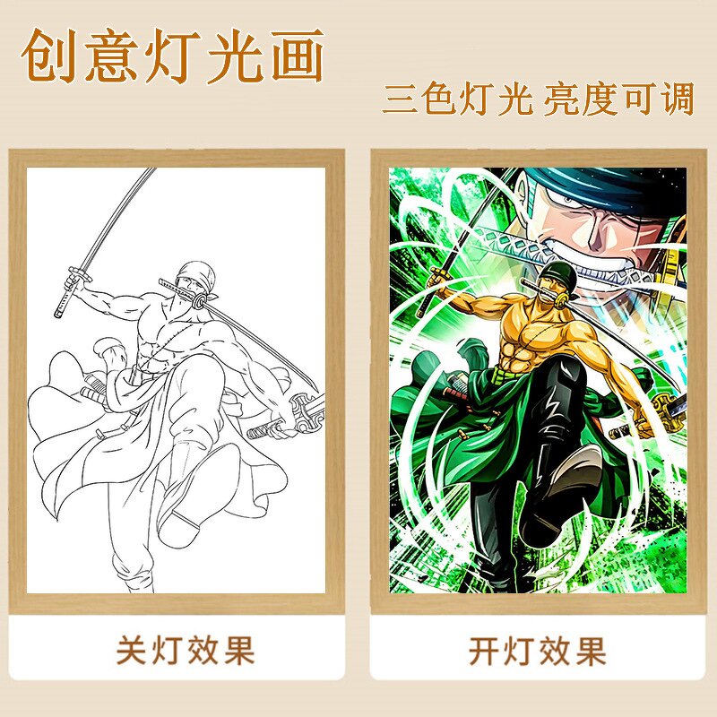 Anime Poster Manufacturer - OEM/ODM Creative Luffy Zoro Light Painting
