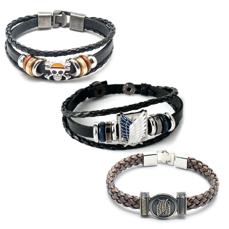 Anime Bracelet Manufacturer - OEM/ODM Fashion PU Leather Metal Skull