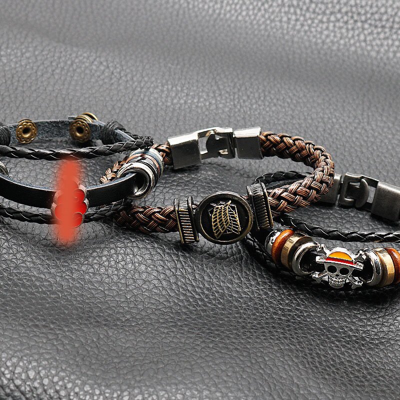 Anime Bracelet Manufacturer - OEM/ODM Fashion PU Leather Metal Skull