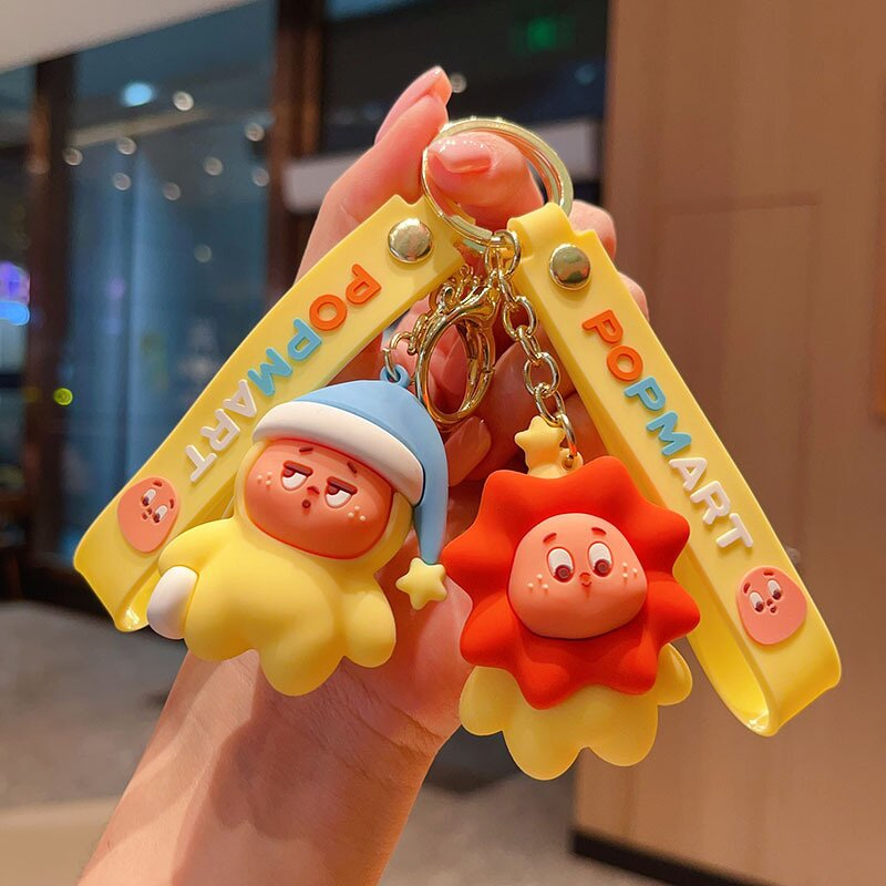 Rubber Keychain Manufacturer - OEM/ODM Cartoon Yellow Doll Car Pendant