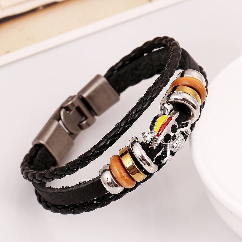 Anime Bracelet Manufacturer - OEM/ODM Fashion PU Leather Metal Skull