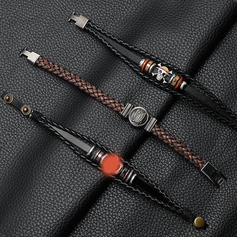 Anime Bracelet Manufacturer - OEM/ODM Fashion PU Leather Metal Skull