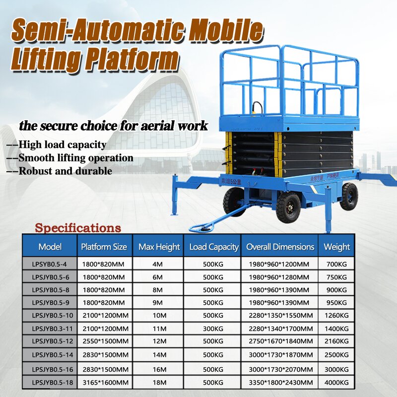Trail-Type Scissor Lift Manufacturer - 4-18m 500kg Small Folding Mobile