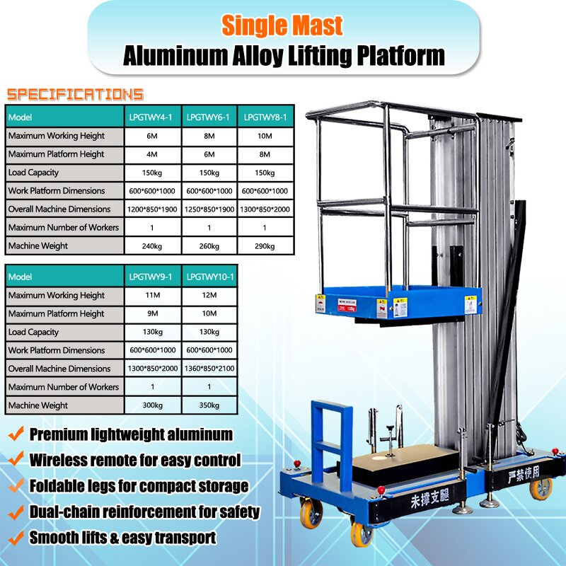 Aluminum Alloy Mast Lift Factory - High Quality Portable for Outdoor Use