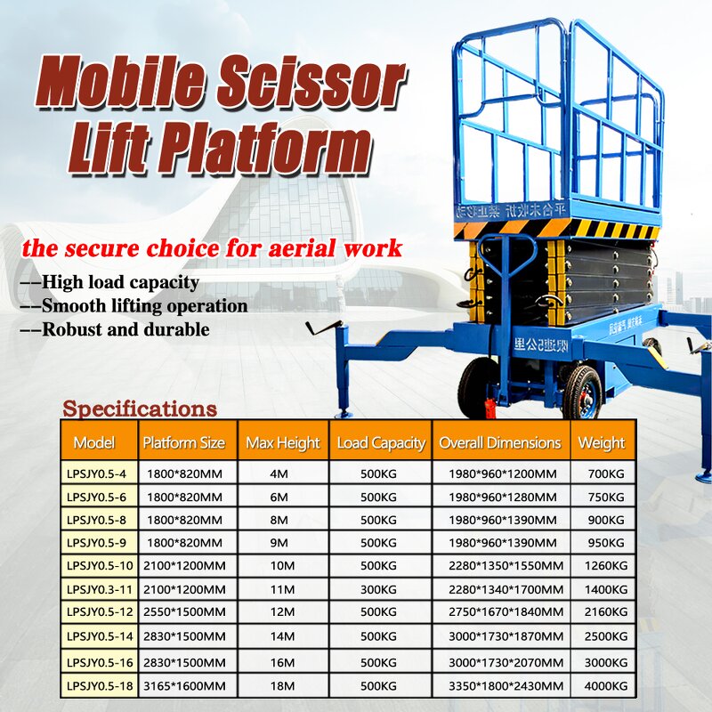 Hydraulic Scissor Lift Manufacturer - 500kg Load 4-16m Height