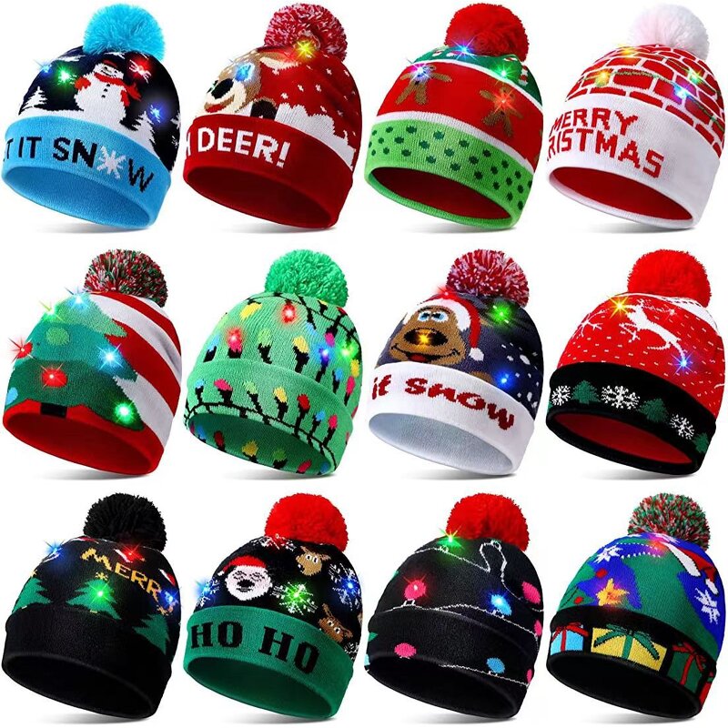 Christmas Hats Manufacturer - OEM/ODM With LEDs Lights Knit Tree Santa