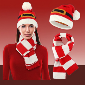 Knitted Hat Set Manufacturer - OEM/ODM New Christmas Red Striped Warm