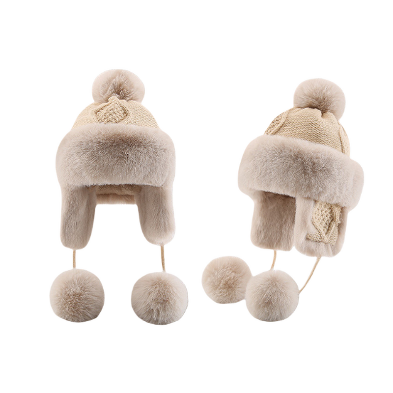 Fur Hat Manufacturer - OEM/ODM New Cute Fur Ball Warm Knitted Hat