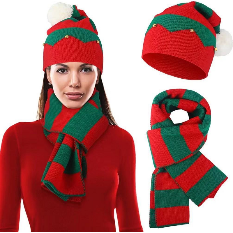 Knitted Hat Set Manufacturer - OEM/ODM New Christmas Red Striped Warm