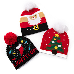 Knitted Hat Manufacturer - OEM/ODM Red Festive Christmas Tree Santa Claus