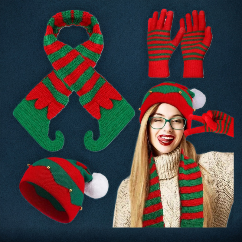 Knitted Hat Set Manufacturer - OEM/ODM New Christmas Red Striped Warm