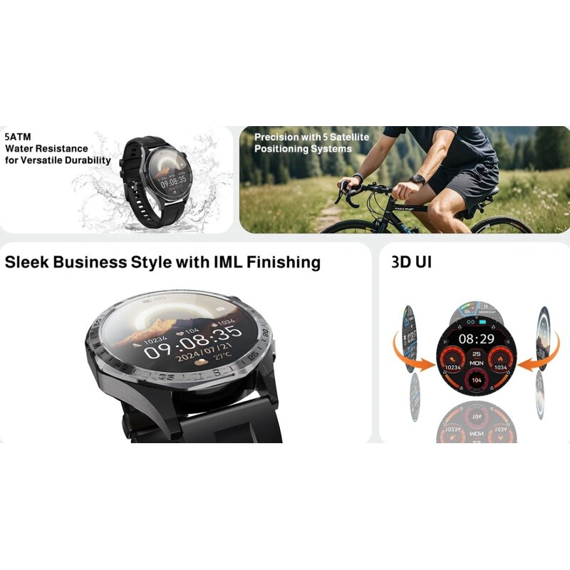 GPS Smart Watch Factory - LG115 Chipset 1.43 Inch AMOLED 5ATM Waterproof