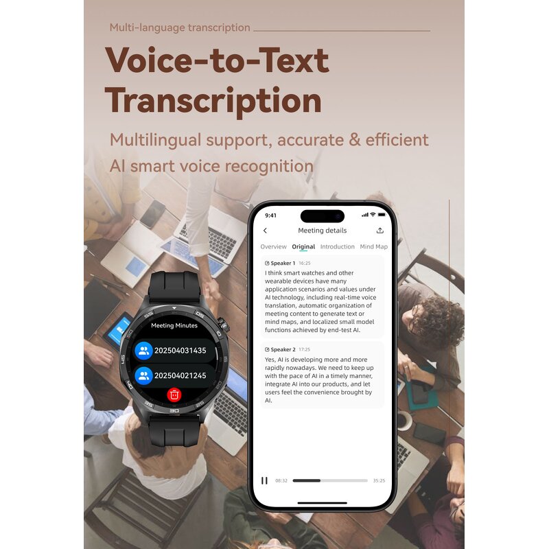 AI Smart Watch Manufacturer - LQ26 Meeting Voice Record Translation ChatGPT