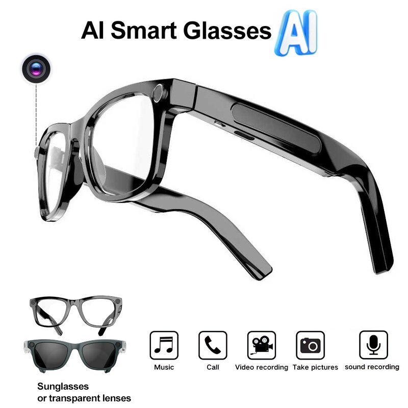 AI Smart Glasses Supplier - AG01 ChatGPT 8MP Camera WiFi Transfer Audio