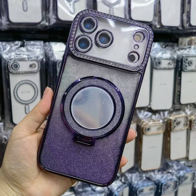 Phone Case Manufacturer - OEM/ODM Hot Diamond Design Girl with Glitter Mirror