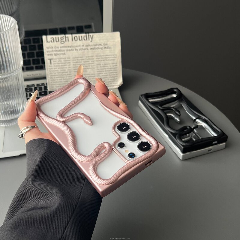 Phone Case Manufacturer - OEM/ODM Fashion 3D Snake Pattern Plating Hollow