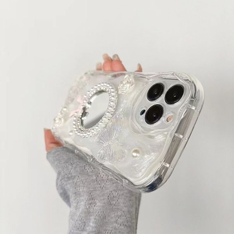 Phone Case Manufacturer - OEM/ODM Luxury Pearl Flower Bowknot Mirror for 11