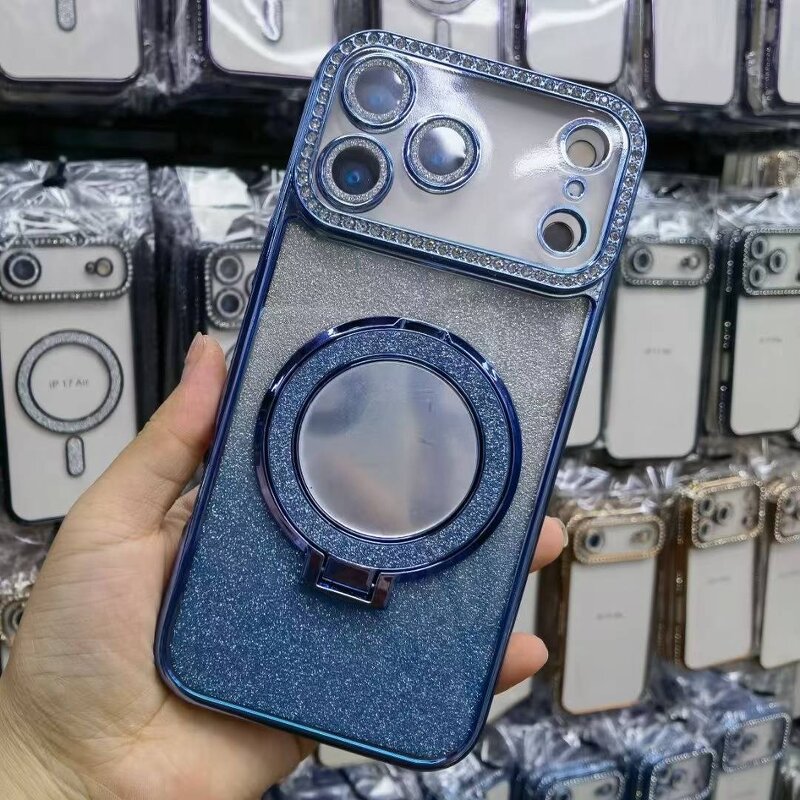 Phone Case Manufacturer - OEM/ODM Hot Diamond Design Girl with Glitter Mirror