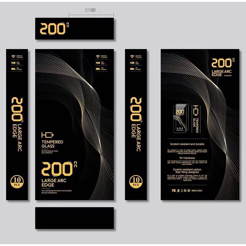 Screen Protector Manufacturer - OEM/ODM 200CC Large ARC 9H HD Tempered