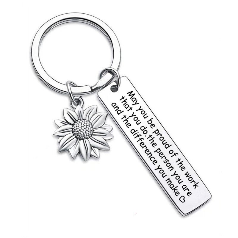 Keychain Manufacturer - OEM Customize Letters Sunflower Stainless Steel