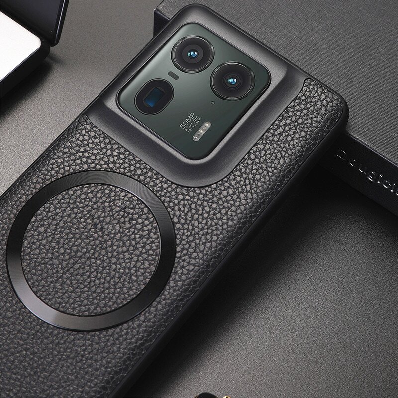 Phone Case Manufacturer - OEM/ODM Litchi Leather Skin TPU Frame for Moto