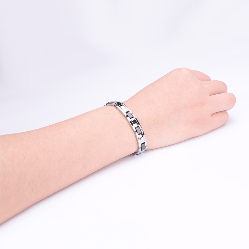 Magnetic Men Bracelet Manufacturer - Fashion Heartbeat Design Leather Punk Rock