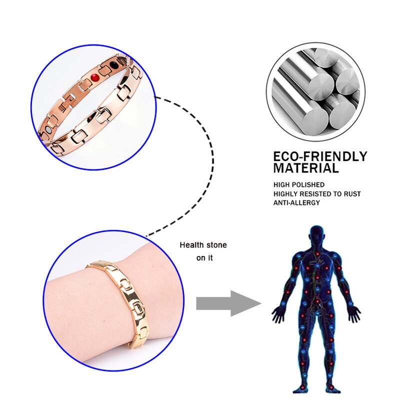 Japanese Energy Bracelet Factory - Stainless Steel Health Bracelets Women Jewelry