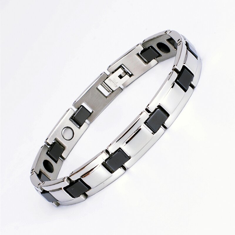 Magnetic Men Bracelet Manufacturer - Fashion Heartbeat Design Leather Punk Rock