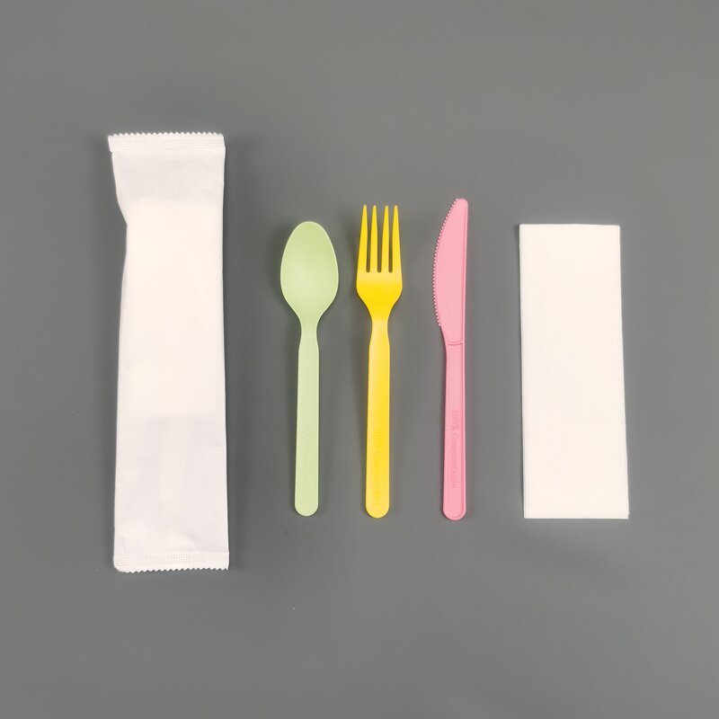 CPLA Cutlery Kits Factory - Disposable Airline Meal Spoon Fork Napkin Sets