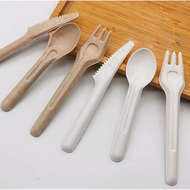 Bagasse Biodegradable Cutlery Supplier - Unbleached 6'' for Camping Knife Fork Spoon
