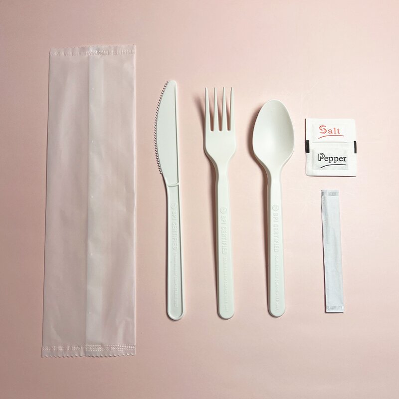 PLA Cutlery Kit Supplier - Heavy Weight Airline Spoon Fork Knife Salt Pepper